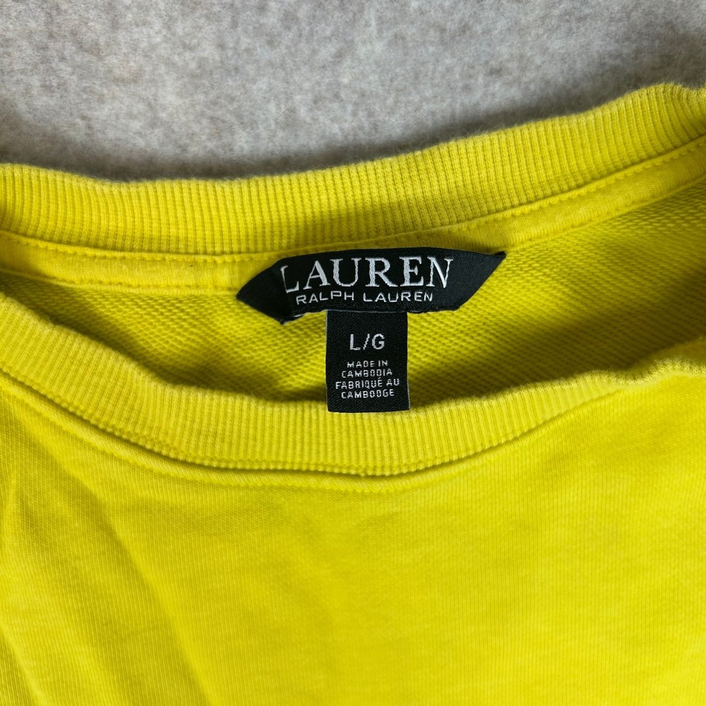 Lauren Ralph Lauren Sweatshirt Women Large Yellow Embossed Logo Pullover - Picture 4 of 7